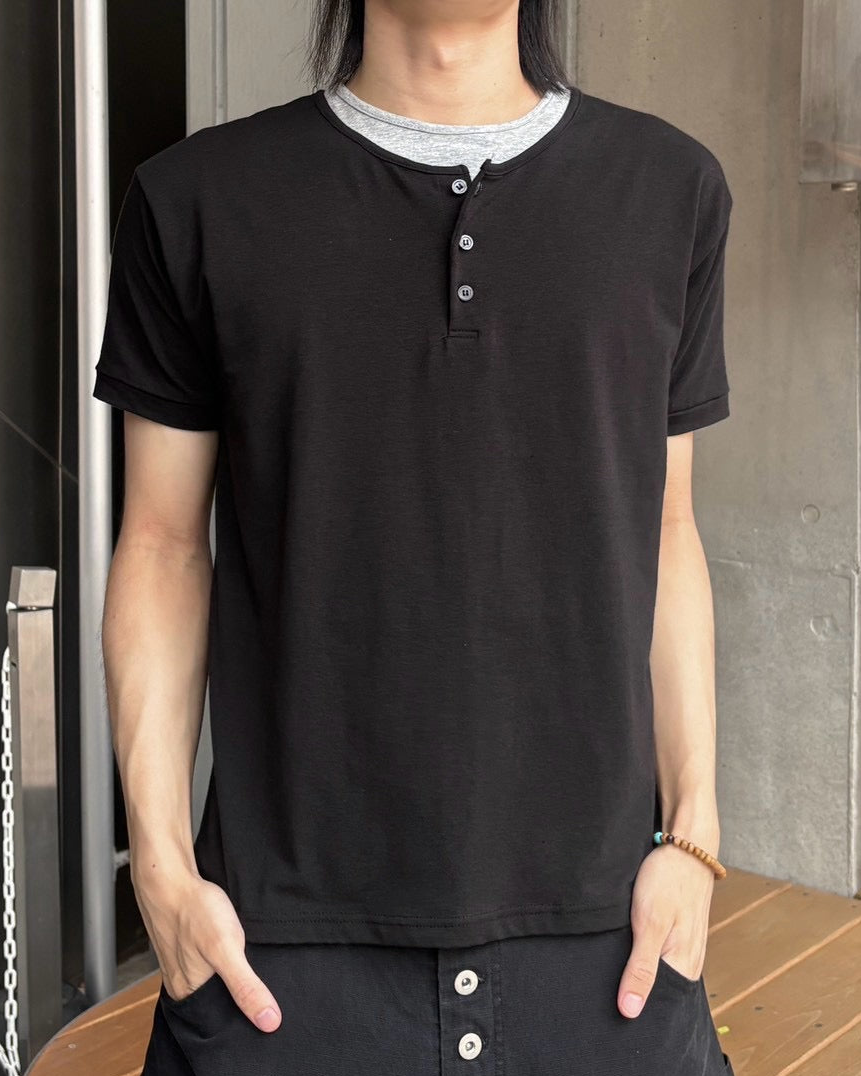 受注制【nmtc+】Cool Layered Henley Neck Tee (2color)