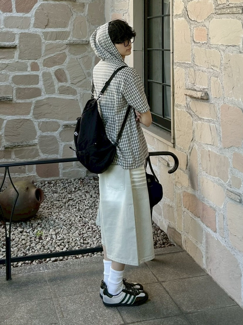 【youll】check shirt hoodie (2color)