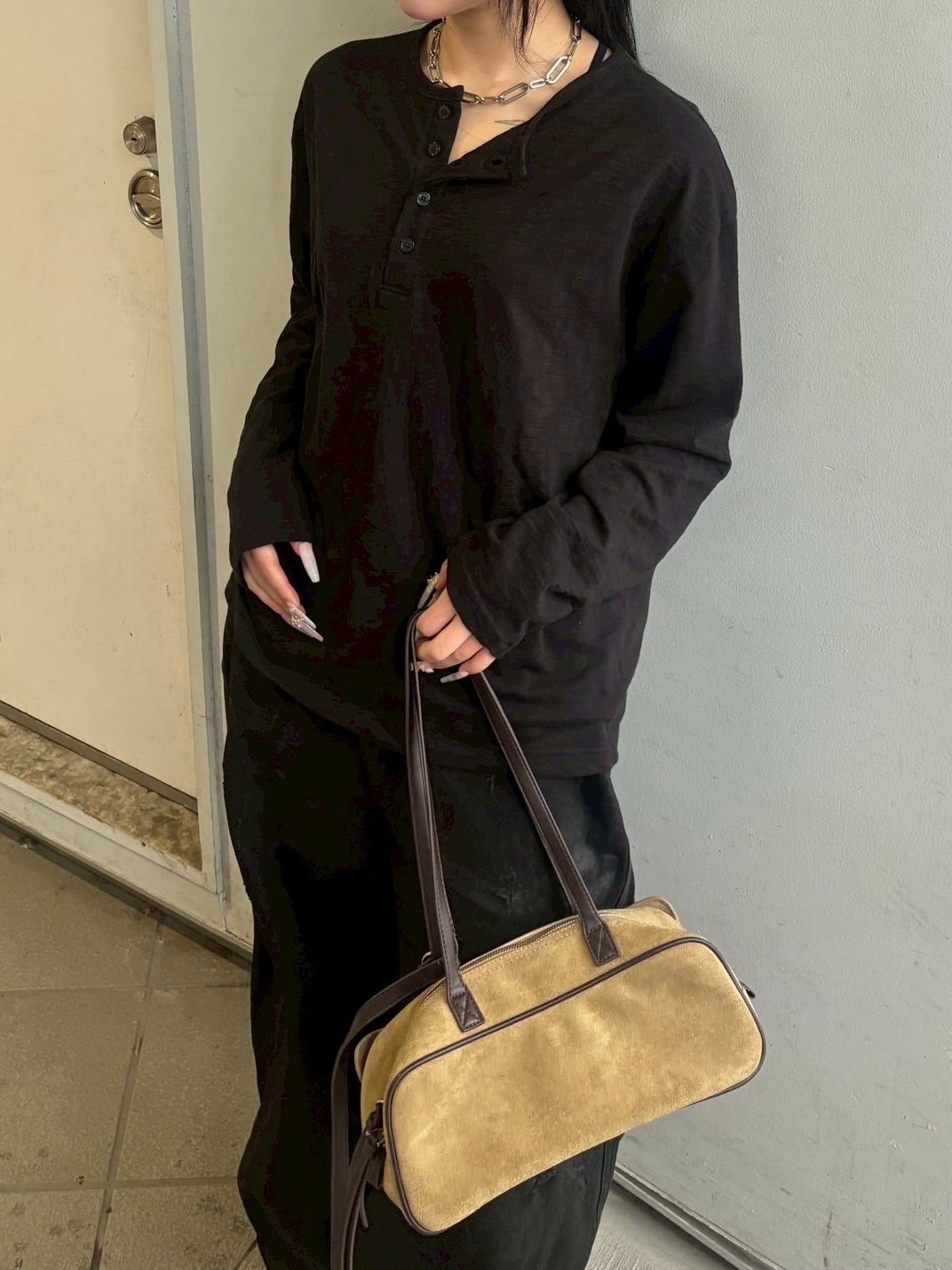 受注制【youll】basic henry neck long sleeve (2color)