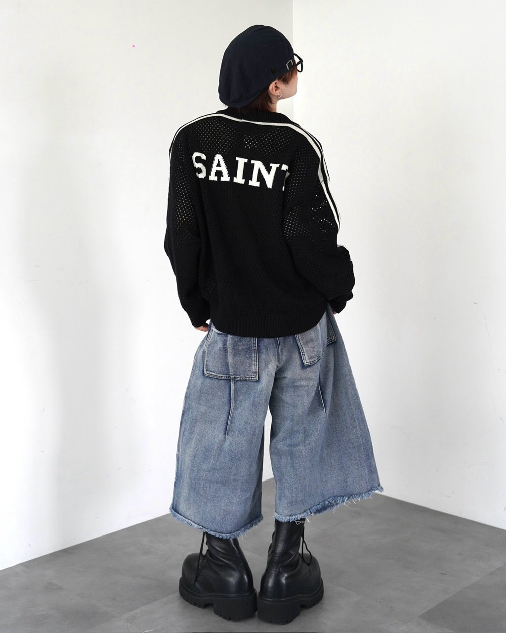 受注制【LUV CODE】mesh zip up knit (2color)
