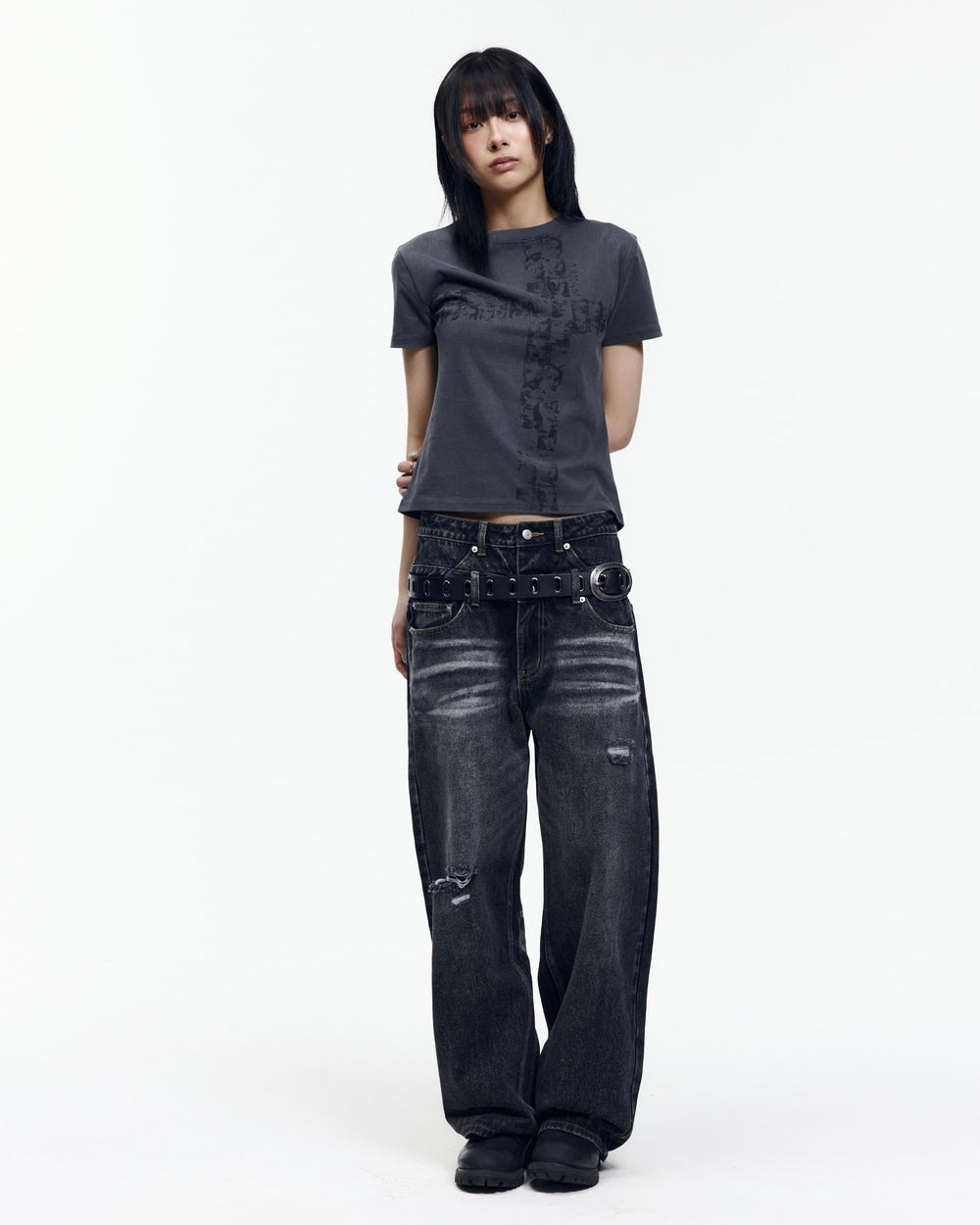 【AAKAM】Mosaic Cross Half Top