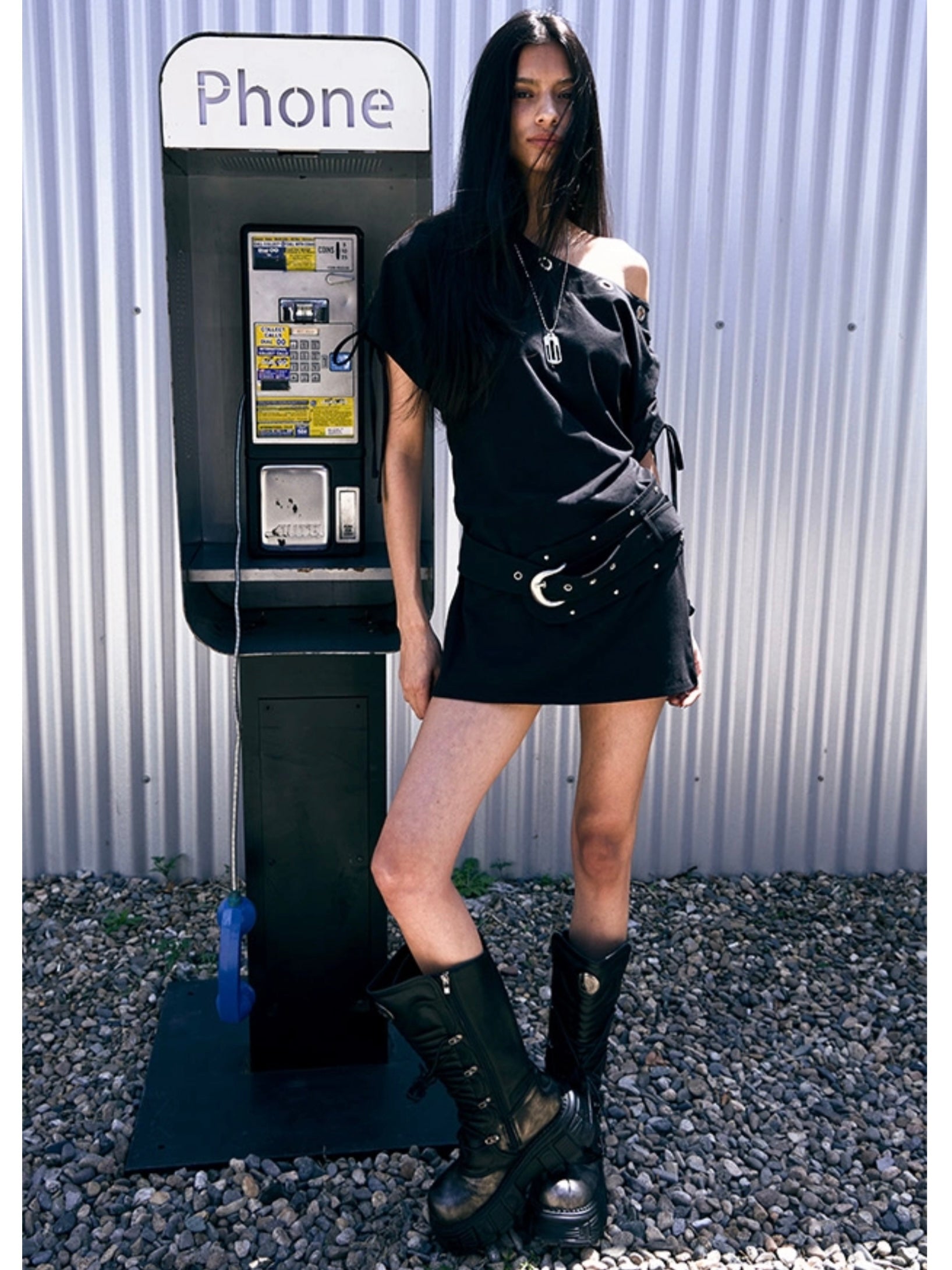 6/6 20:00発売【NOT KNOWING】Eyelet Belted Dress