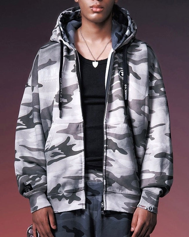【NOMANUAL】AAPE X NMNL DOUBLE HOODED ZIP-UP(SAND CAMO)