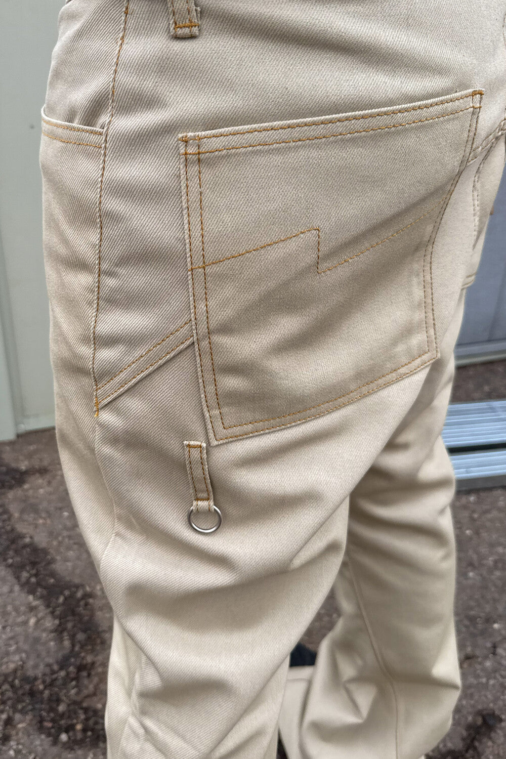 【BEBOF】Beige Side Cut Flared Jeans