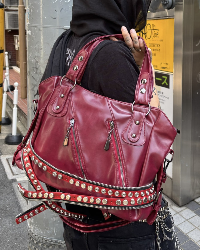 受注制【Never mind the XU】2way faux leather bag (4color)