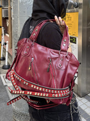受注制【Never mind the XU】2way faux leather bag (4color)