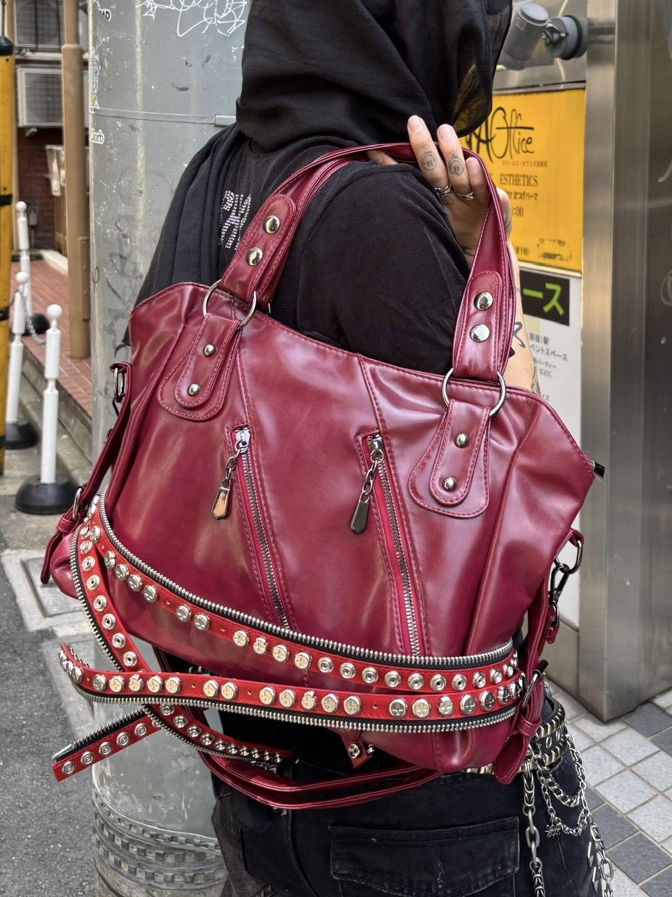 受注制【Never mind the XU】2way faux leather bag (4color)