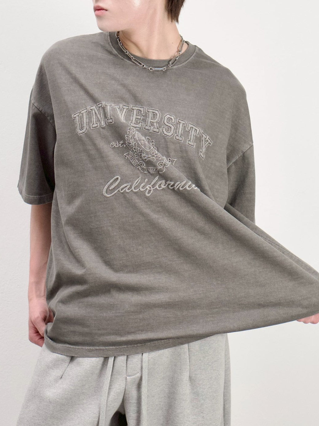 受注制【Chikashitsu +】pigment university t-shirt (3color)