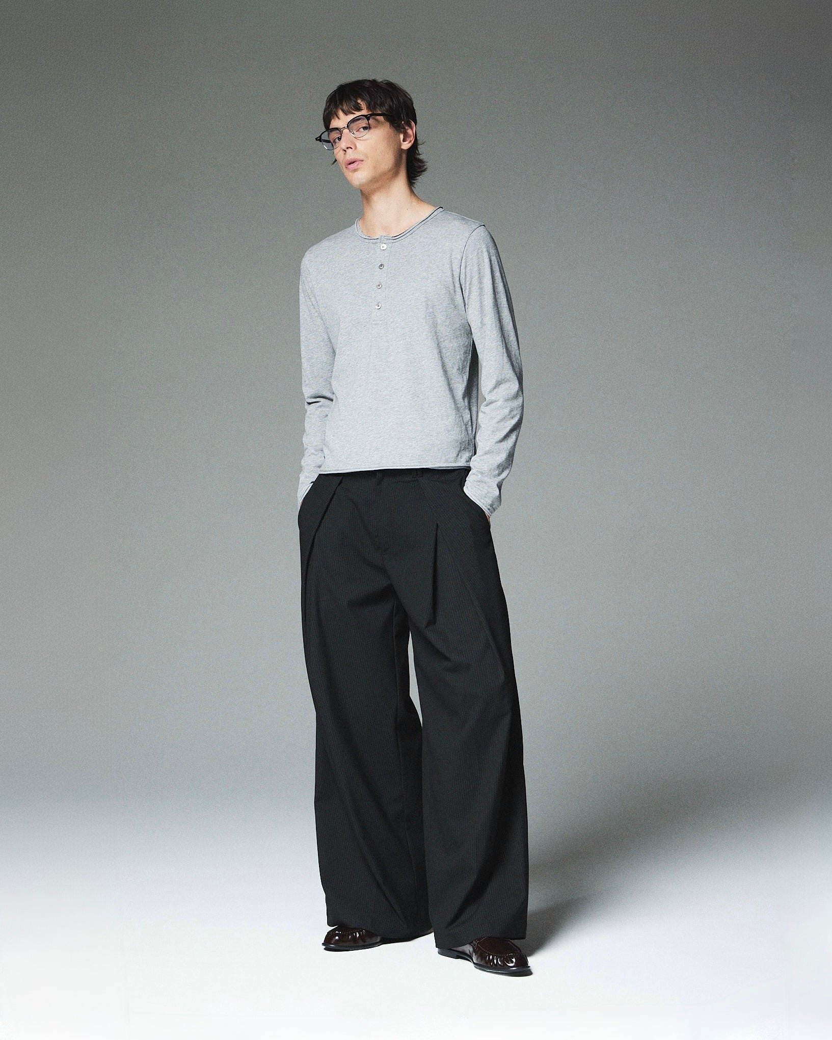 【CS】cut off henley neck tee