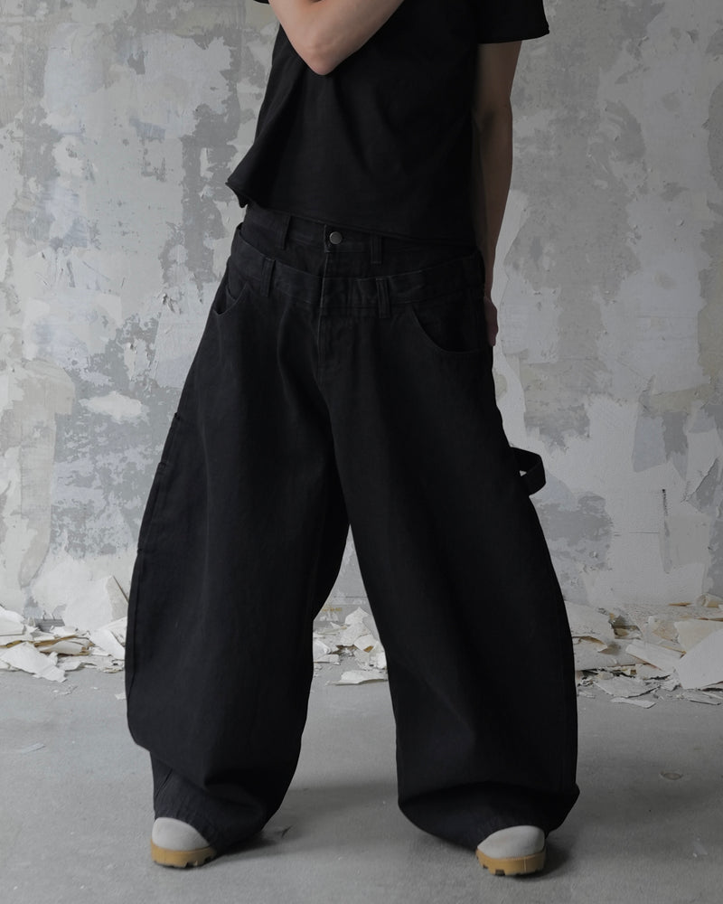 【Lee fi Ne】Double Waist Baggy Jeans