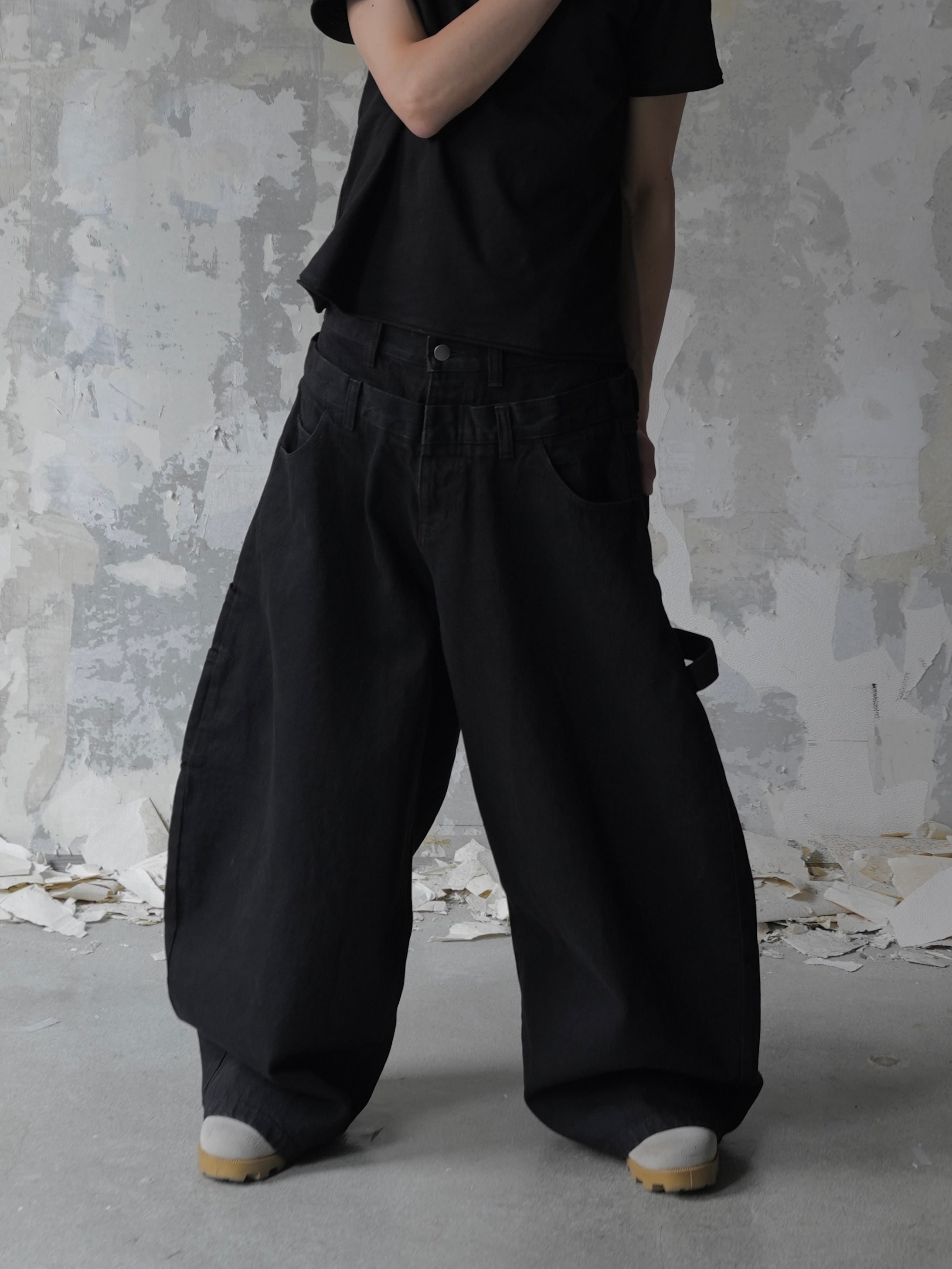 【Lee fi Ne】Double Waist Baggy Jeans