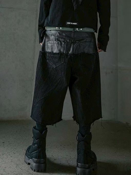 【roaringrad】Layered Carbon Bermuda Denim Pants