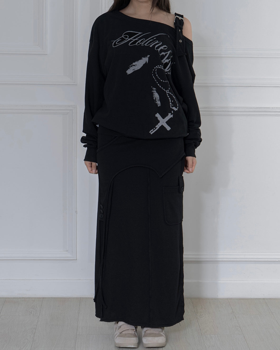 【FANCY CLUB】OVERLAY MAXI SKIRT
