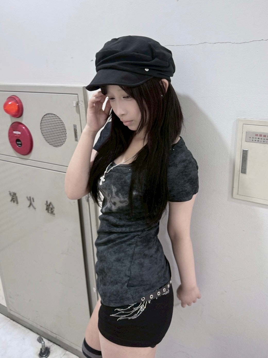 受注制【nmtc+】Ink Layered Halter Neck Tee (3color)