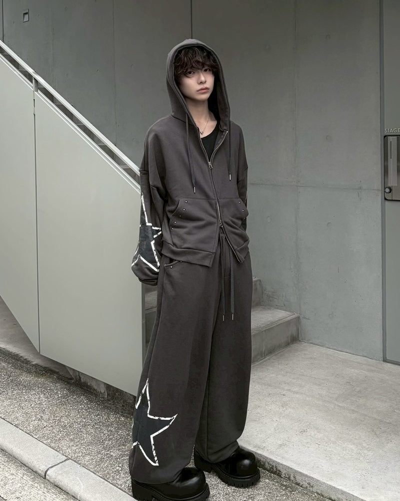 受注制【LUV CODE】star rivet sweat pants (2color)