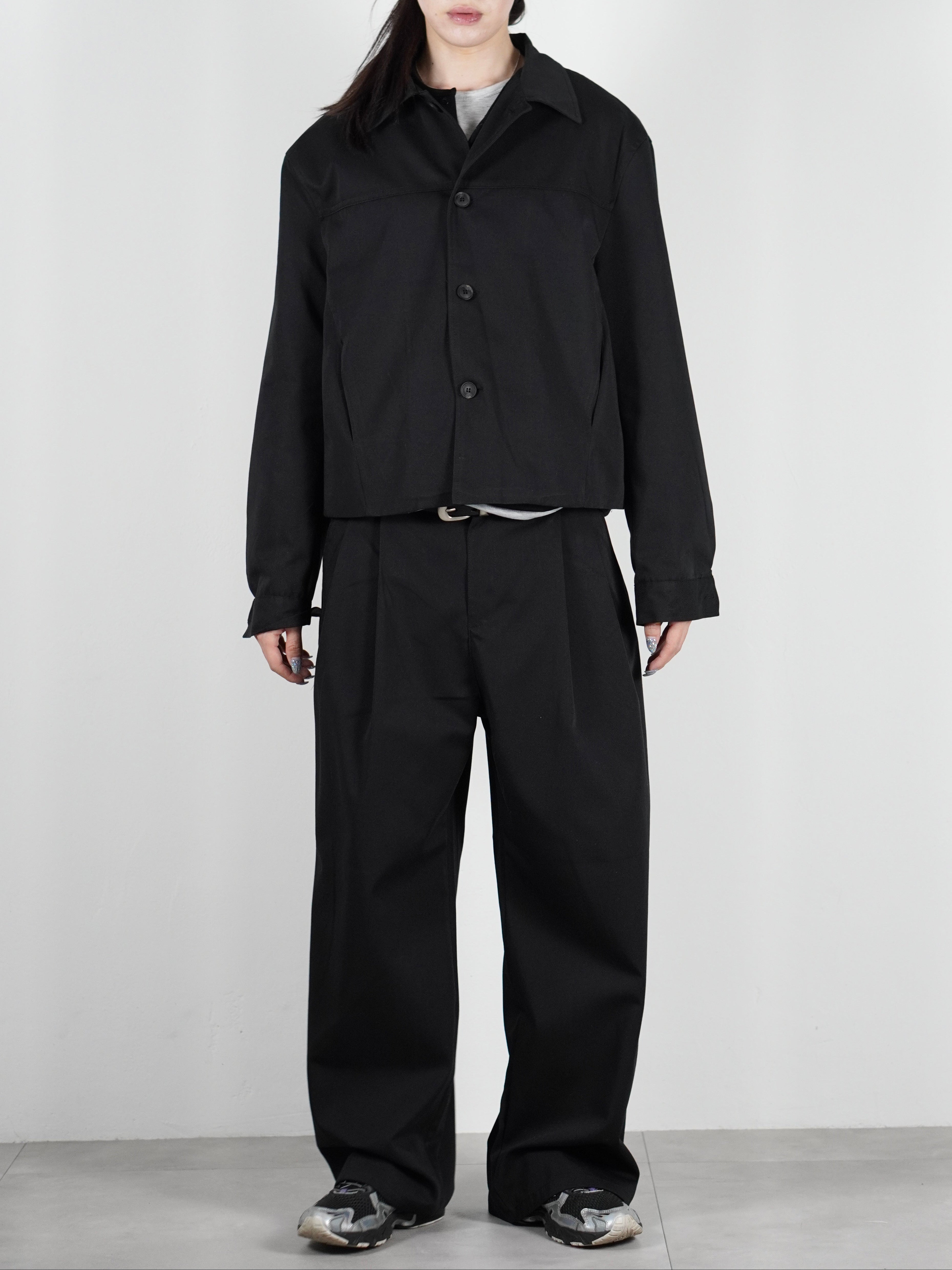 受注制【Chikashitsu +】cropped button jacket