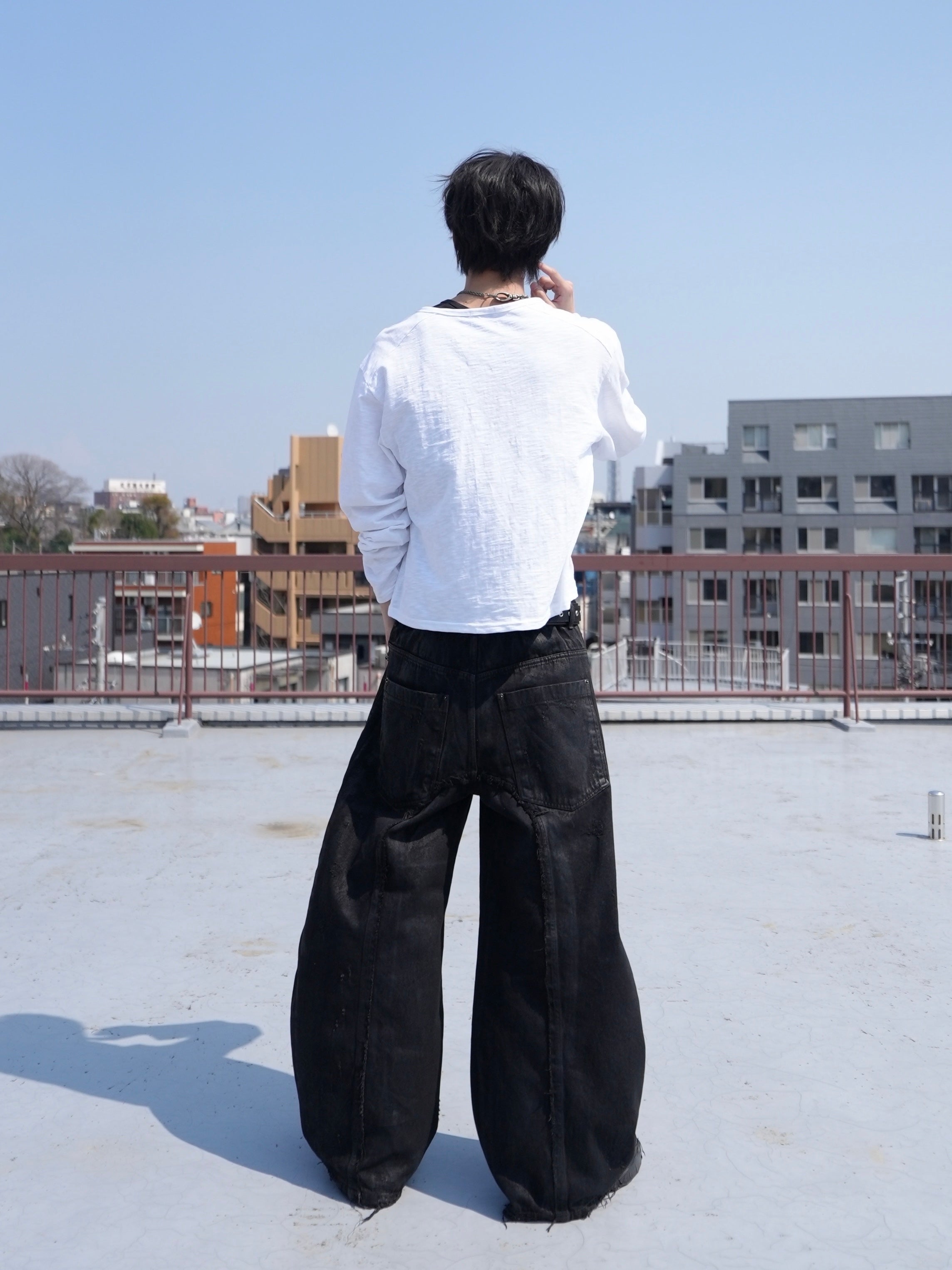 4/18 20:00発売【CHIKASHITSU PLUS HIGH】Washed coating denim pants