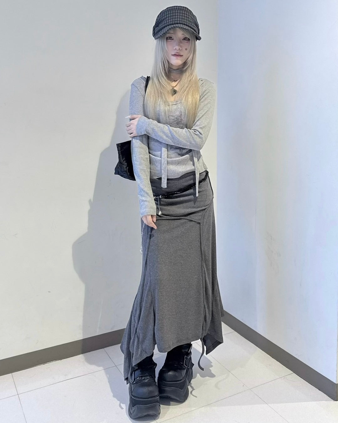 受注制【nmtc+】tie set u-neck long sleeve tee (3color)