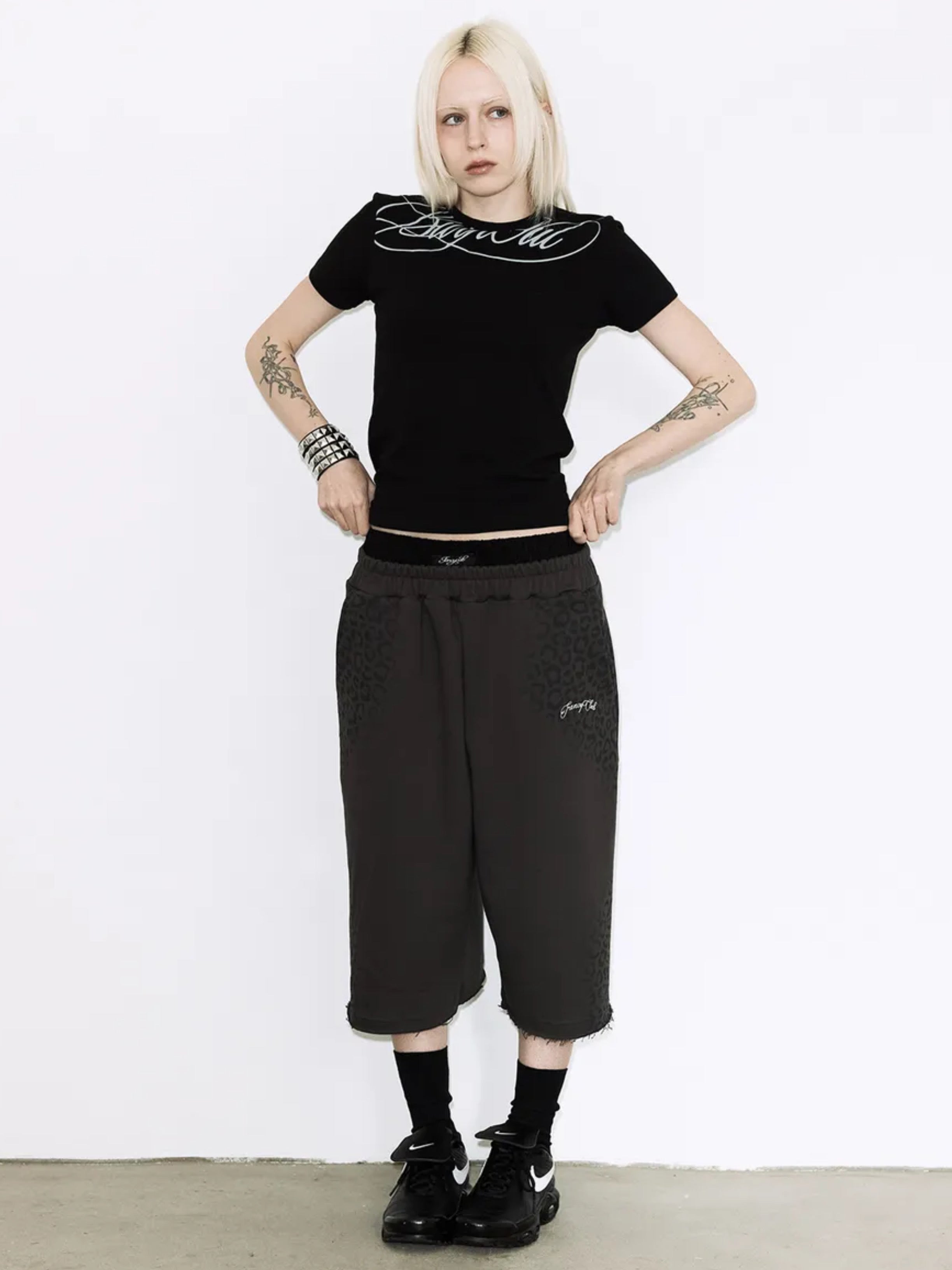 【FANCY CLUB】LEOPARD SAGGING BERMUDA PANTS