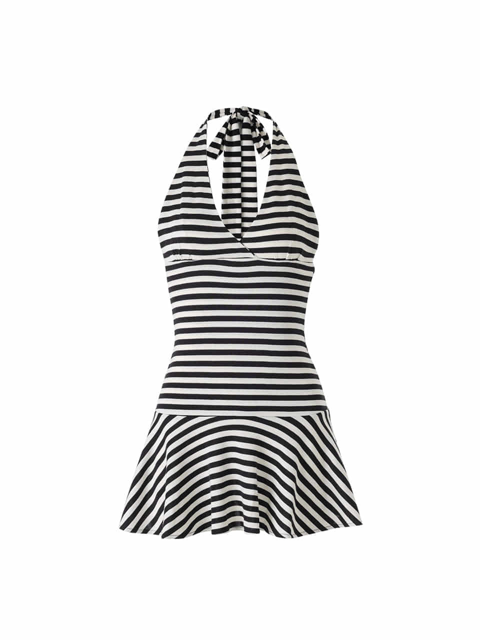 【CRANK】LOW BACK STRIPE HALTER DRESS
