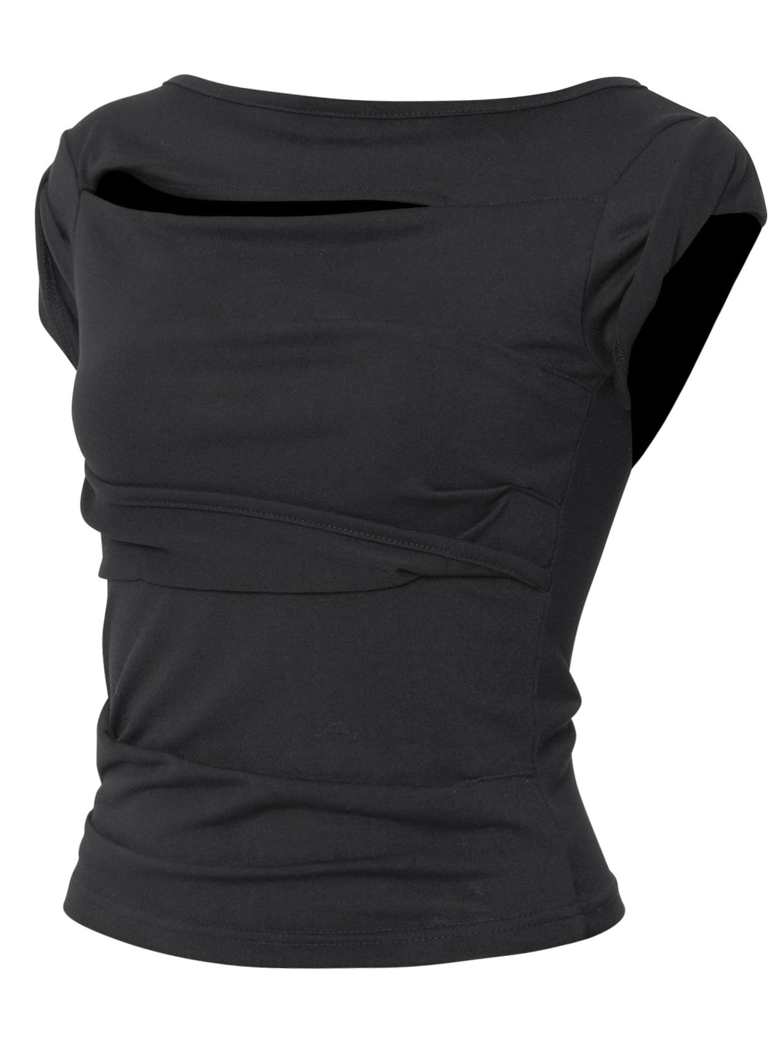 6/22 21:00発売【FLAREUP】Asymmetrical Draped Roll-Up T-Shirt