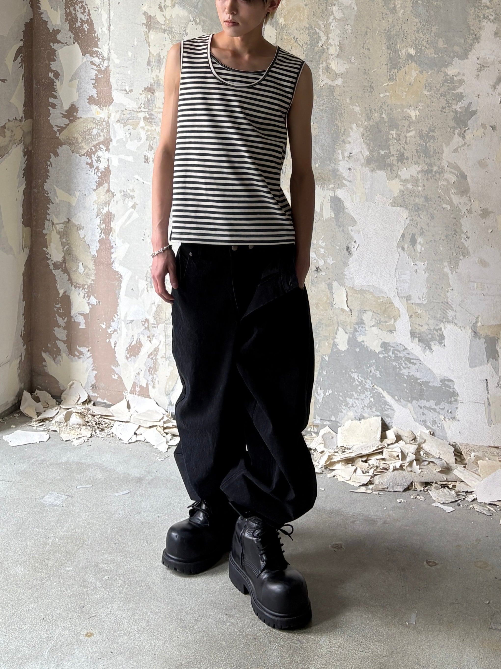 【Lee fi Ne】Layered Stripe Tank