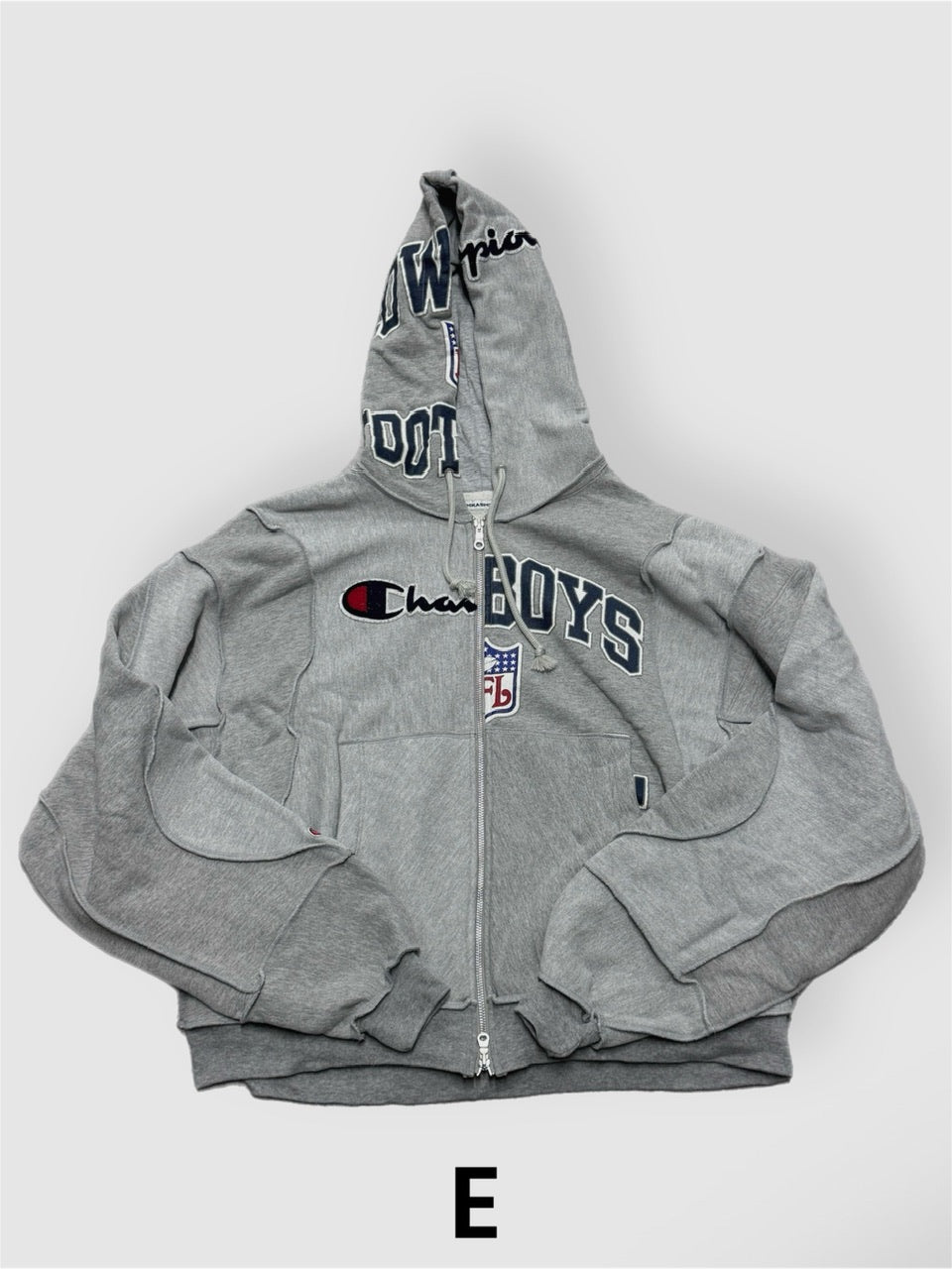 【Re +】double zip cutting switch hoodie (gray)