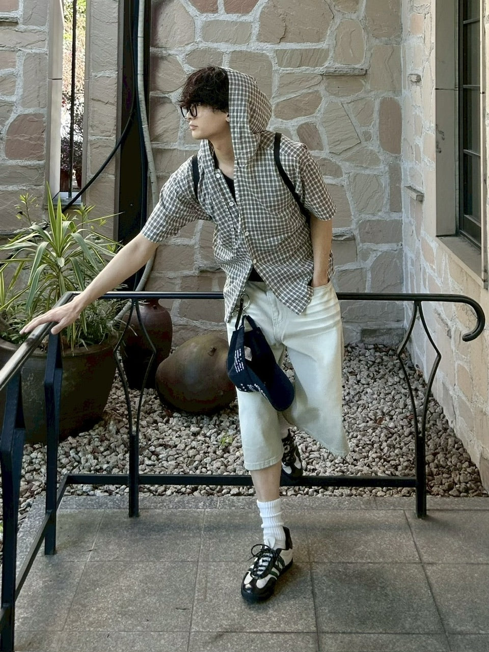 【youll】check shirt hoodie (2color)