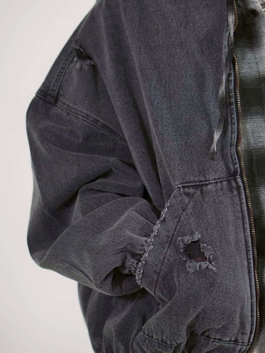 【Chikashitsu +】denim flight bomber jacket (2color)