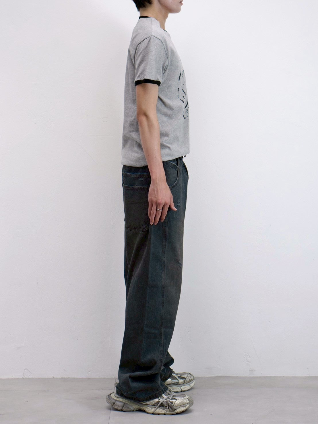 受注制【Chikashitsu +】stamp printing ringer tee (3color)