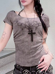 受注制【nmtc+】Ink Layered Halter Neck Tee (3color)
