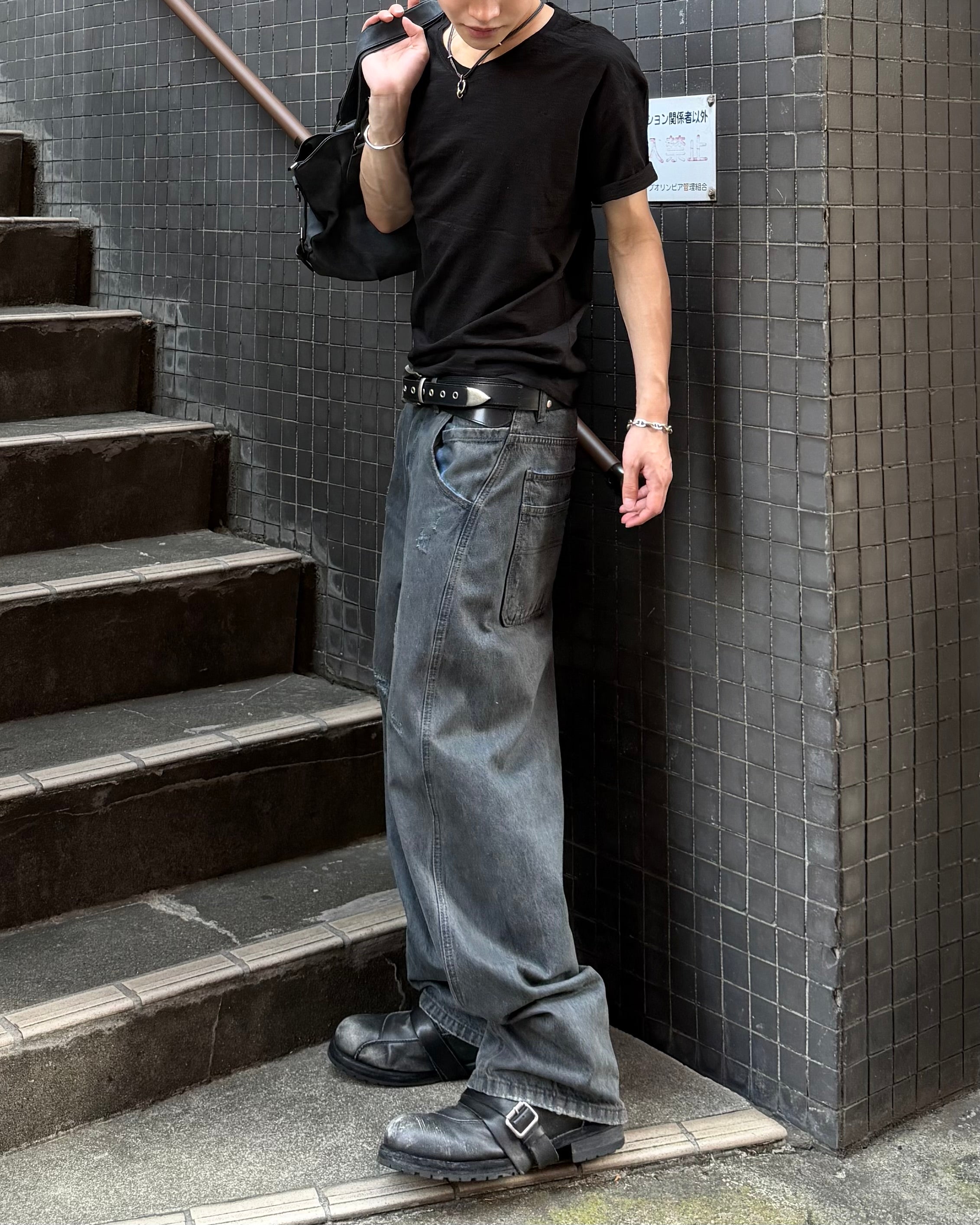 東京店WEB限定受注制【Chikashitsu +】slub v-neck tee (3color)