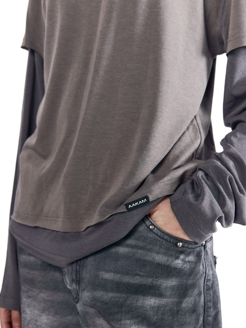 【AAKAM】Contrast Layered Long Sleeve