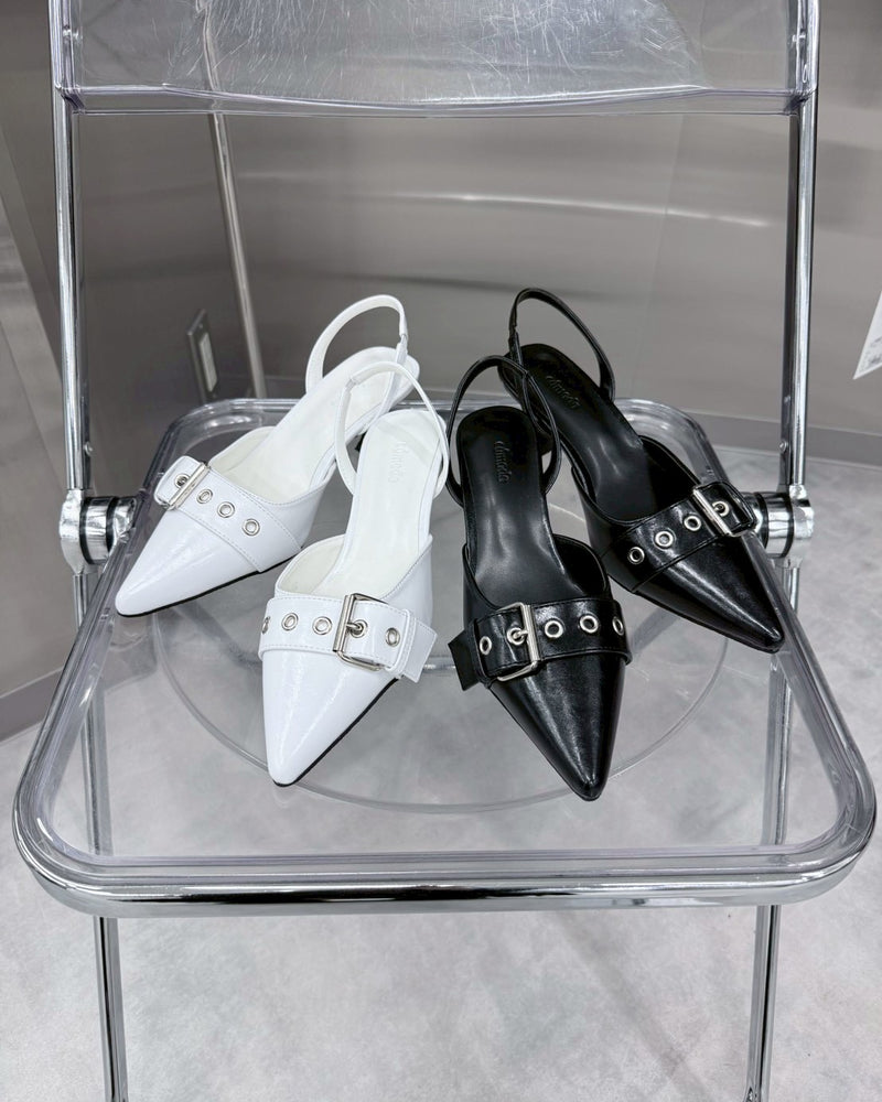 受注制【nmtc+】Buckle Strap Stiletto Slingback Heels (2color)