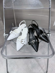 7/10 20:00発売 受注制【nmtc+】Buckle Strap Stiletto Slingback Heels (2color)