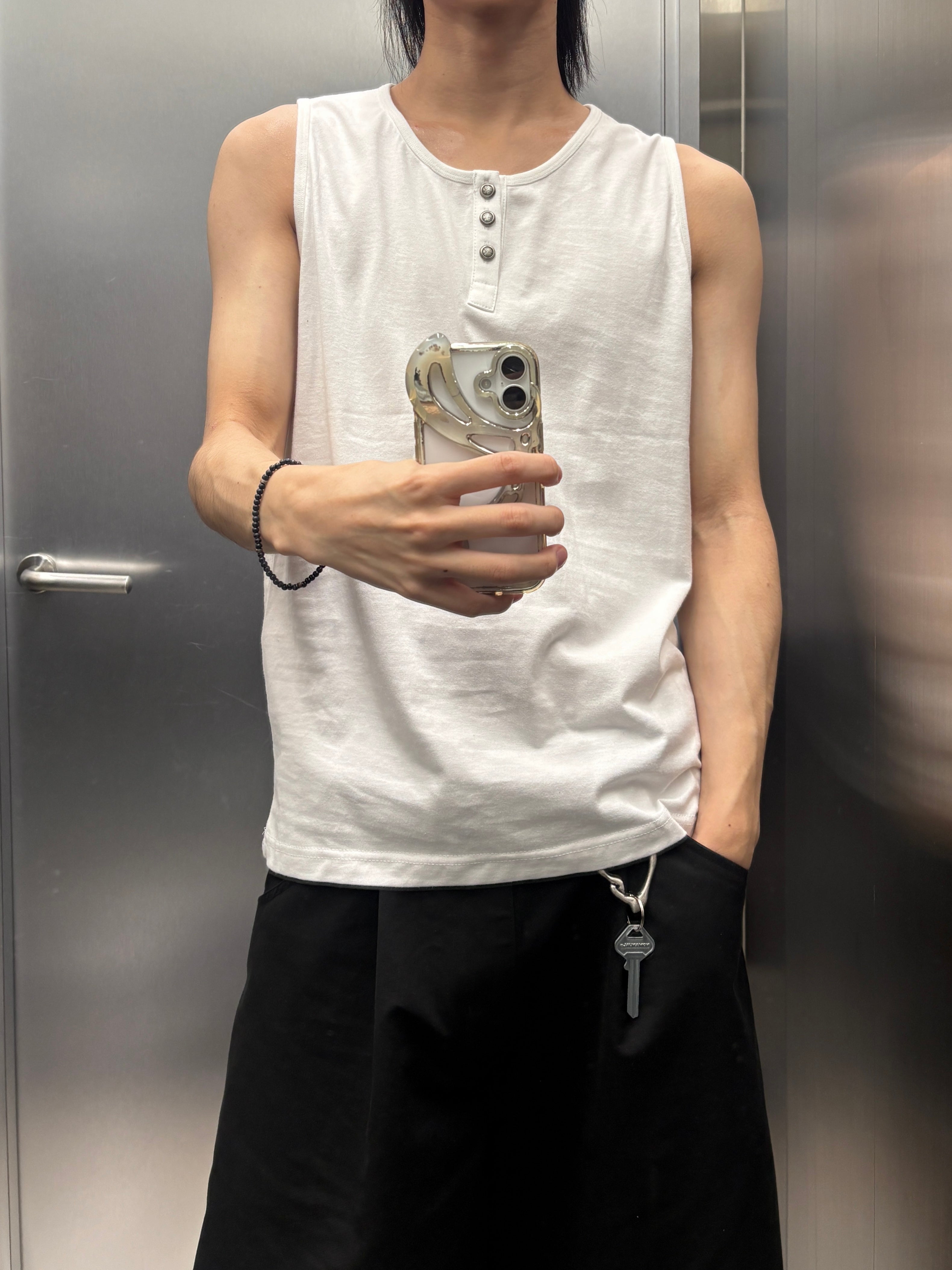 受注制【youll】Henley neck tank top (3color)