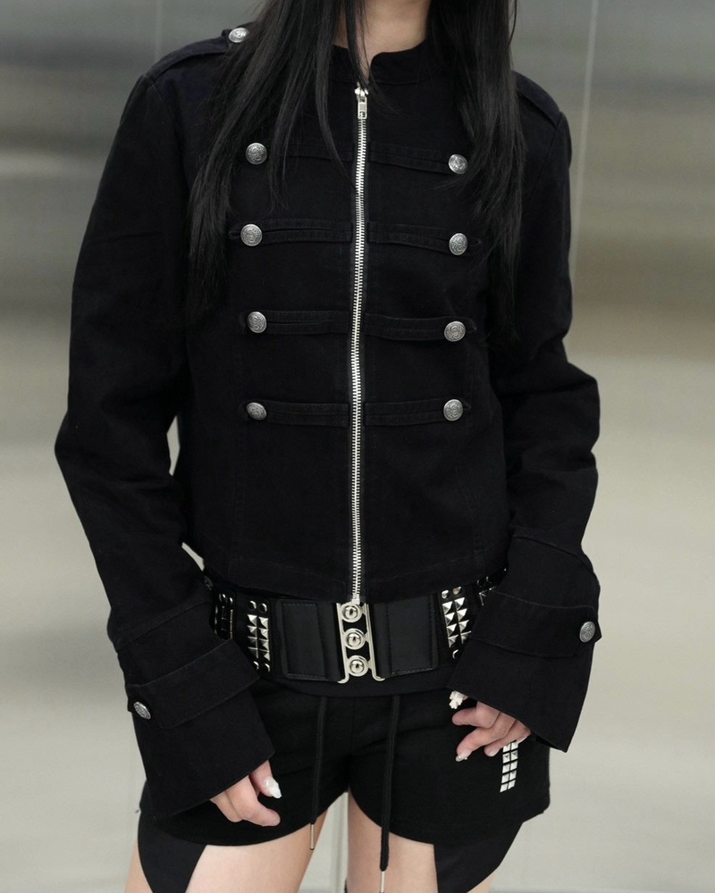 受注制【Never mind the XU】Napoleon grunge denim jacket (2color)