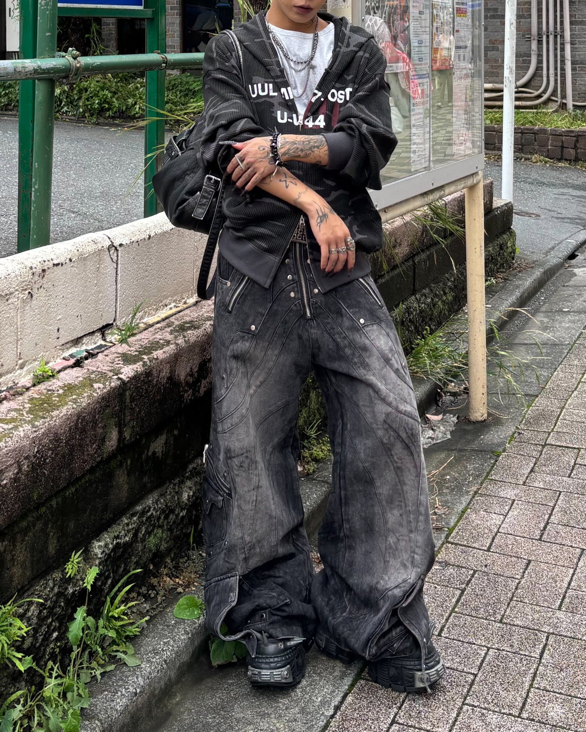 受注制【Never mind the XU】MILITARY CAMO THERMAL ZIP HOODIE (2color)