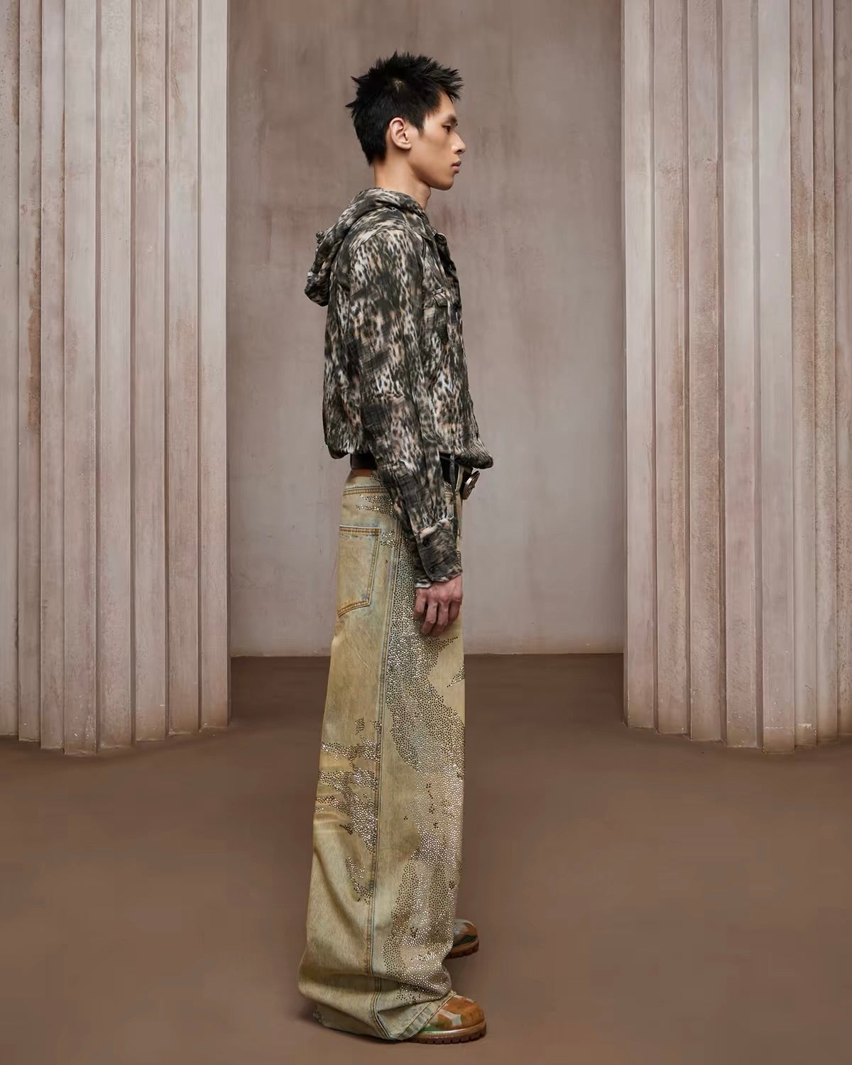 【DND4DES】Rhinestone Dirty Wash Denim Pants