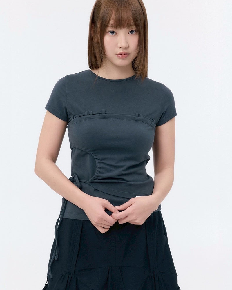 【Miseki seoul】String shirring short sleeve