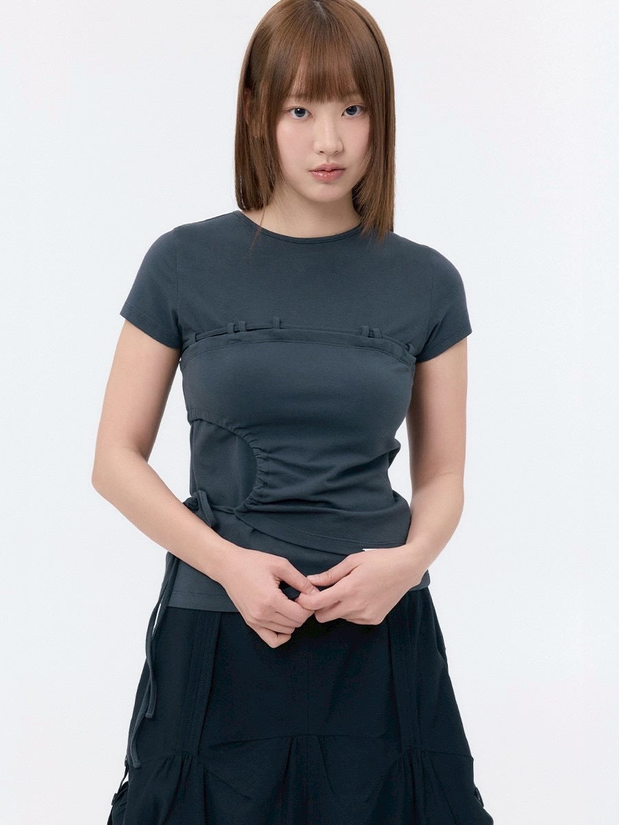 【Miseki seoul】String shirring short sleeve