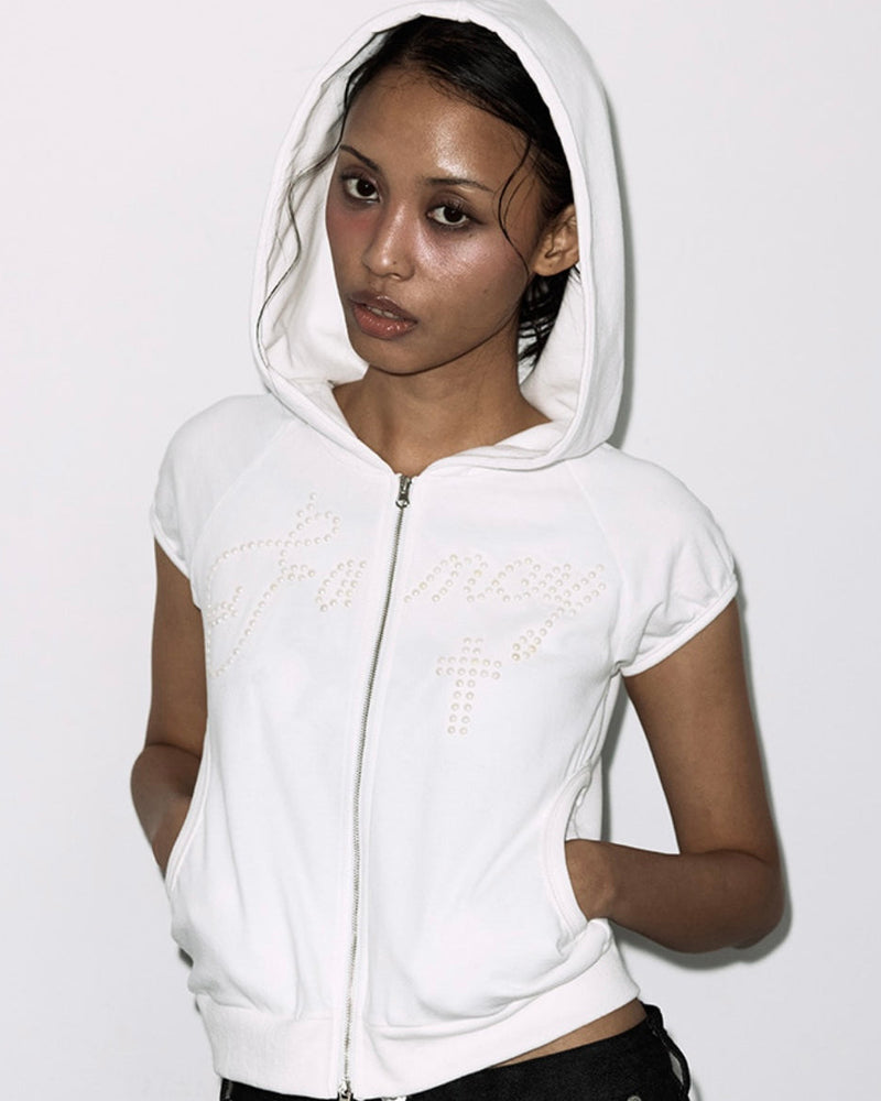 【FANCY CLUB】HOTFIX PUFF SLEEVE HOOD ZIP-UP
