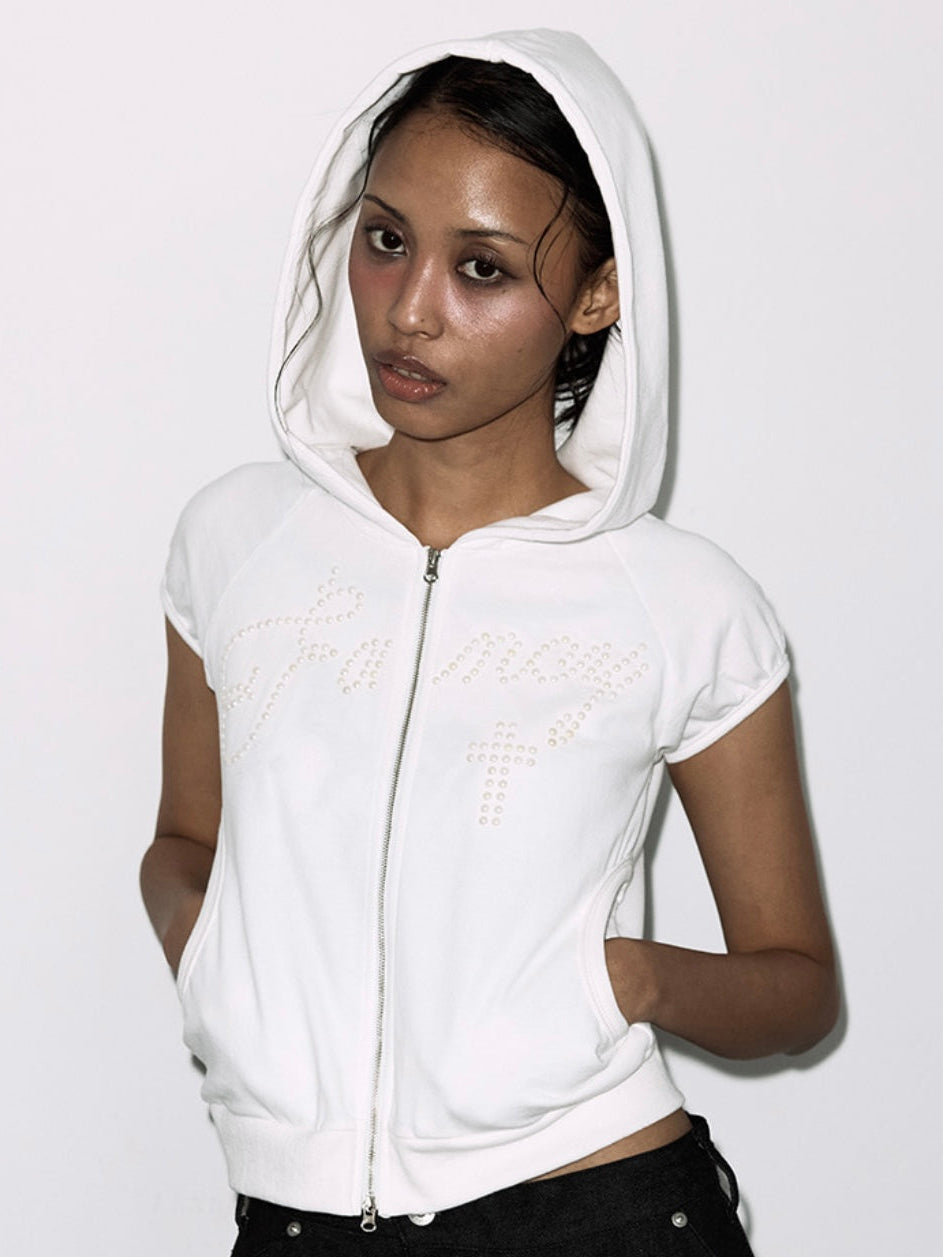 【FANCY CLUB】HOTFIX PUFF SLEEVE HOOD ZIP-UP