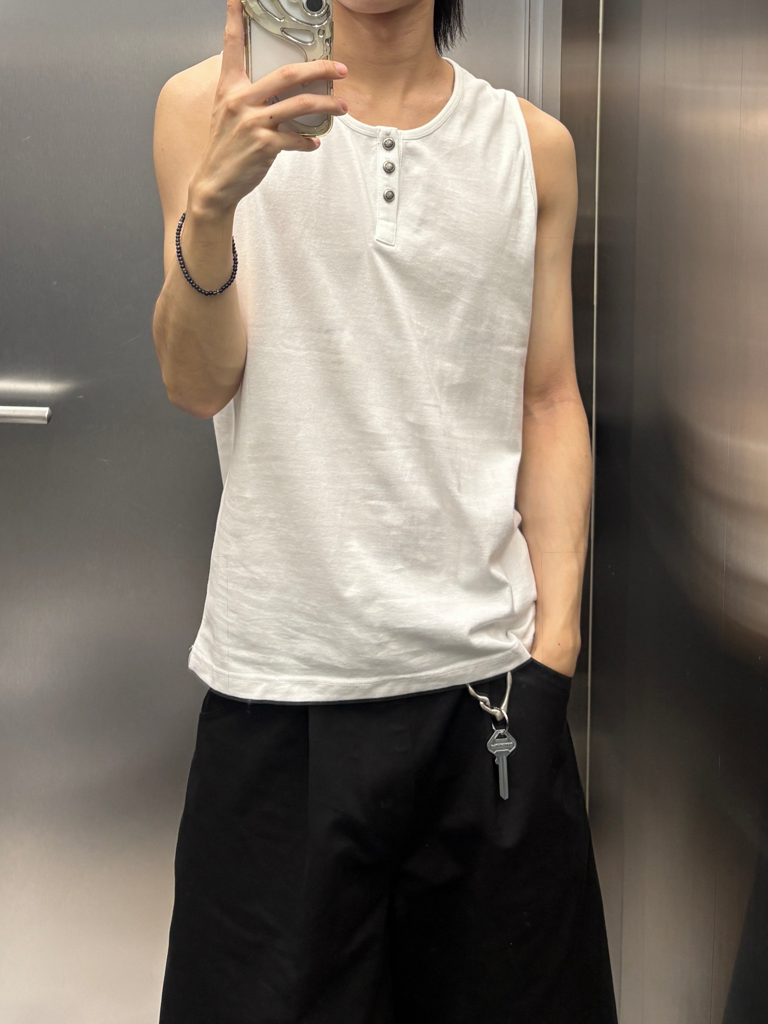 受注制【youll】Henley neck tank top (3color)
