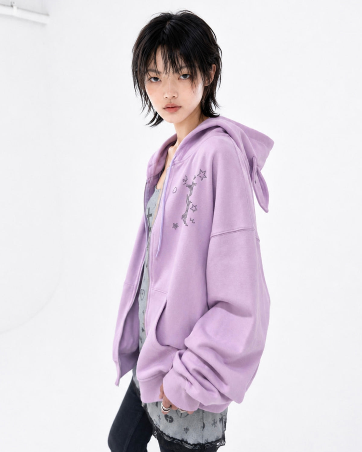 【runningHIGH】EAR ZIP UP HOODIE