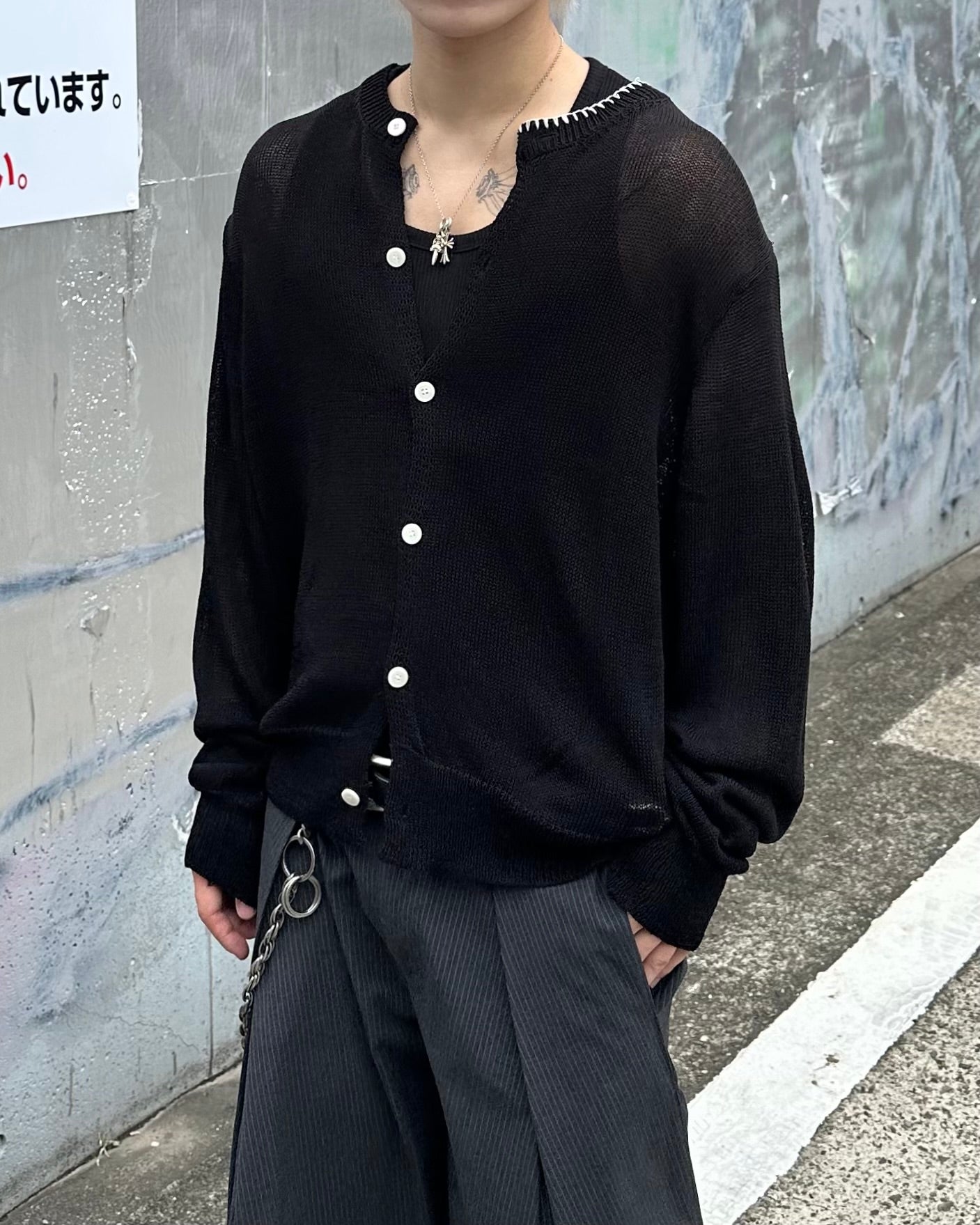 大阪店WEB限定受注制【Chikashitsu +】sheer soft knit cardigan