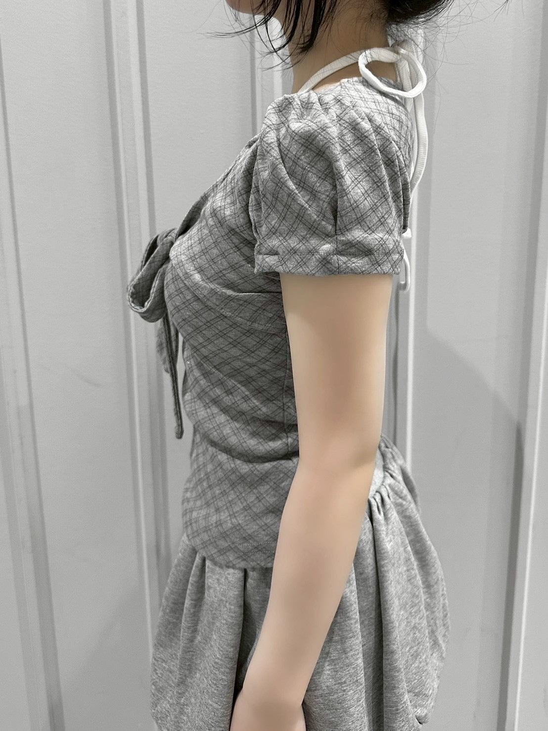 受注制【nmtc+】French Ribbon Check Top (2color)
