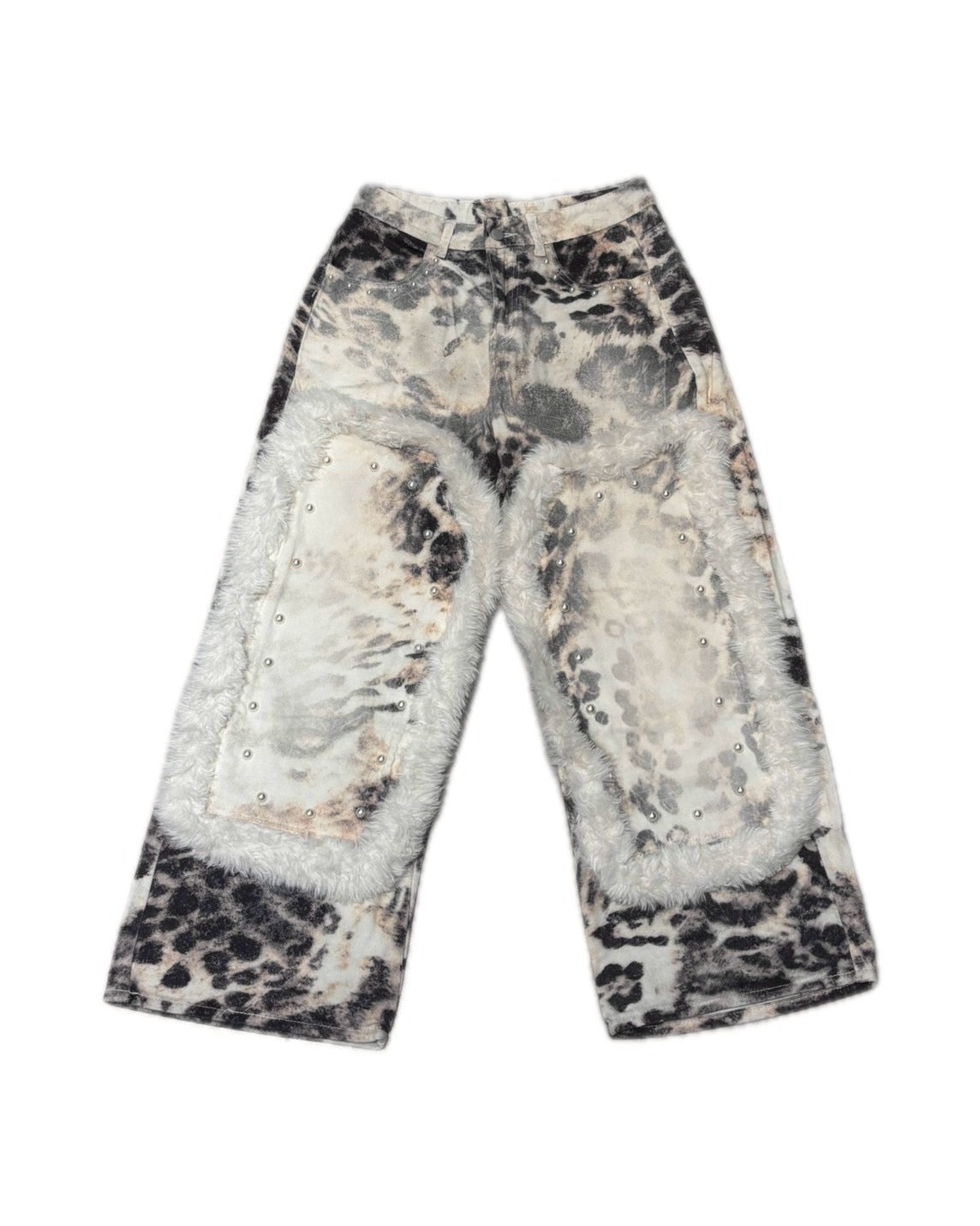 国際配送【BABY09】leopard fur patchwork pants