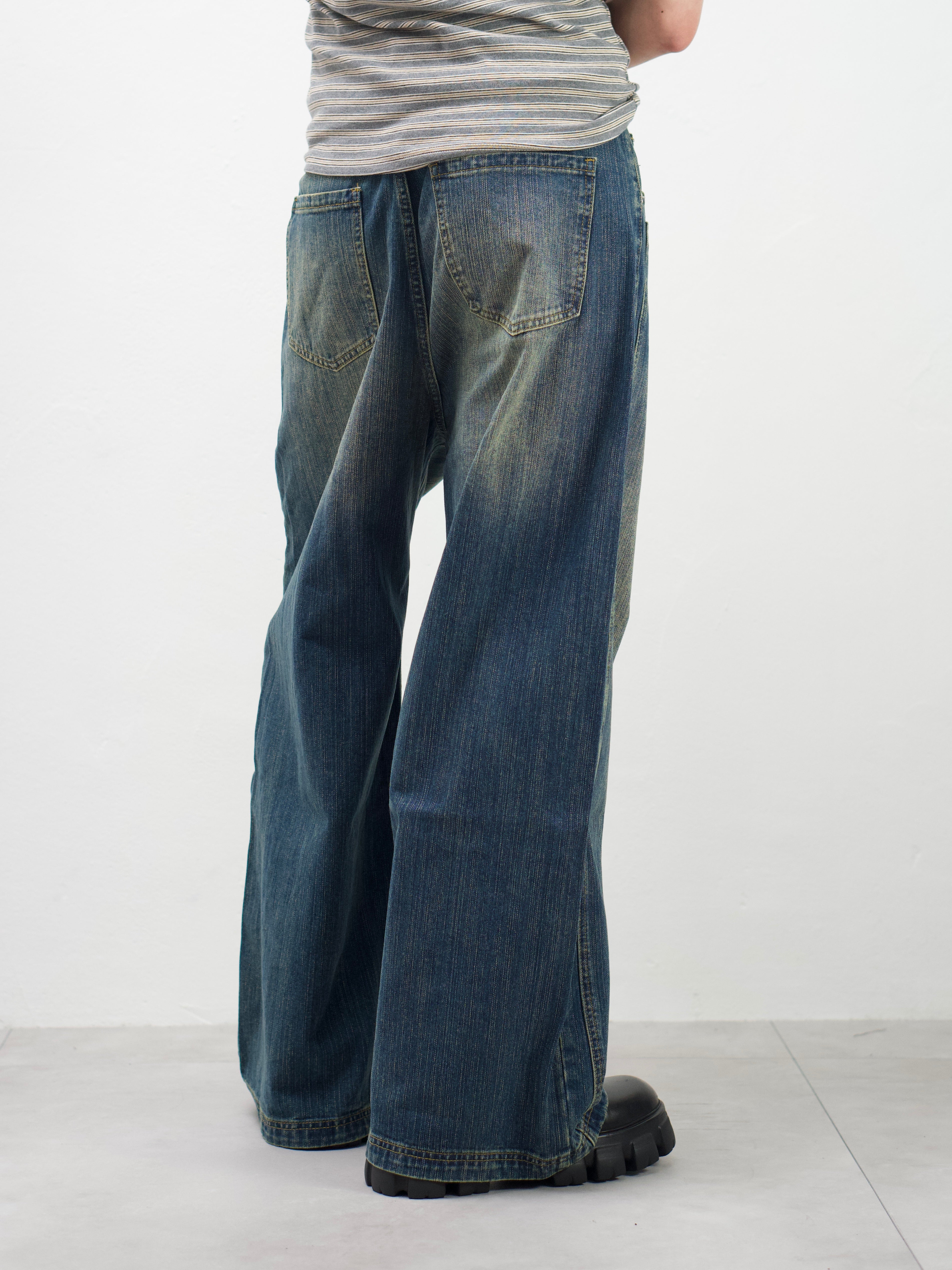 受注制【Chikashitsu +】double slub wide denim pants