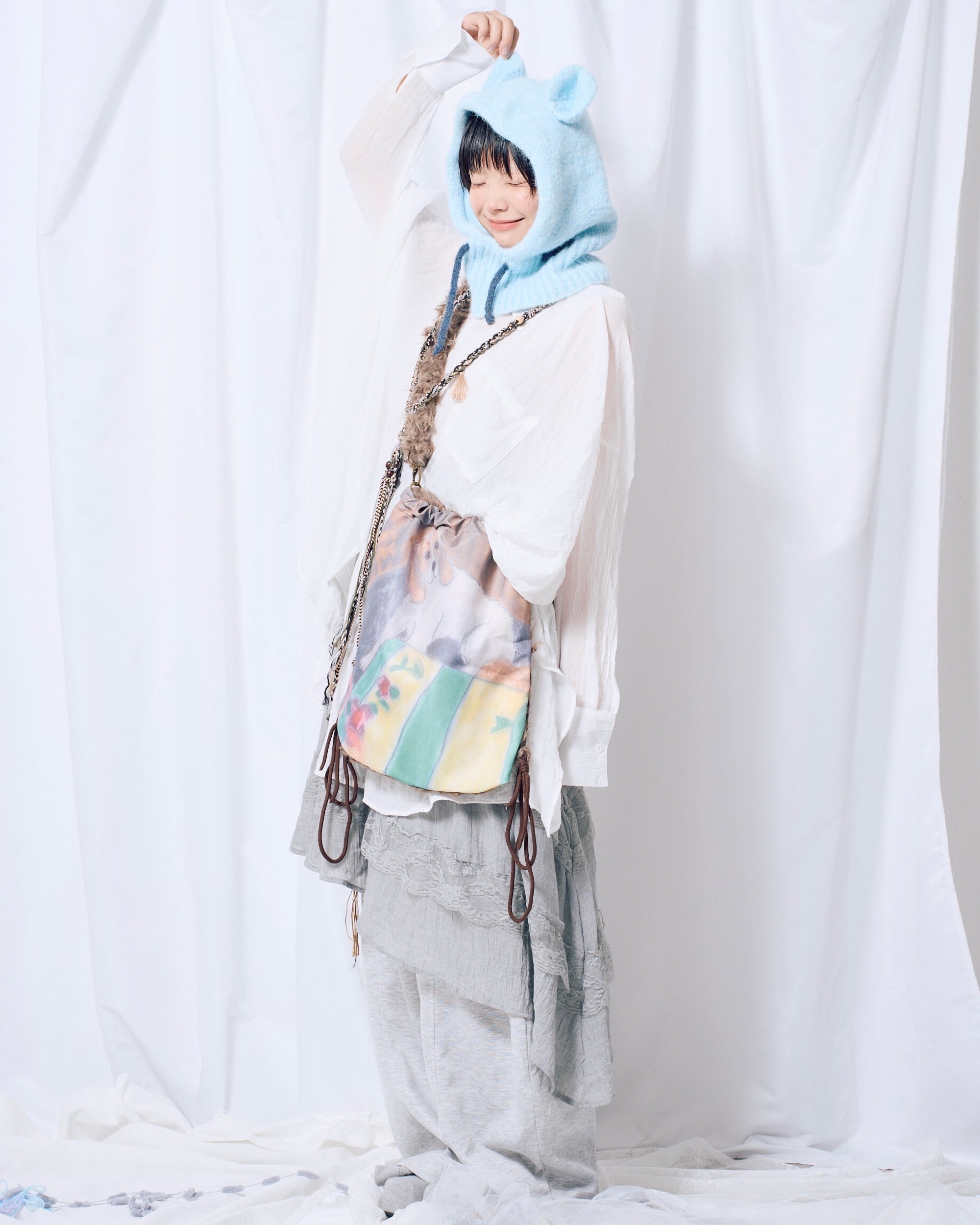 9/18 20:00 発売
国際配送【Nerd out XU】Reversible Drawstring dog Shoulder Bag